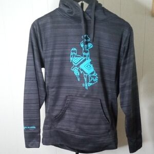 J. America Charcoal Hoodie with Teal Graphic